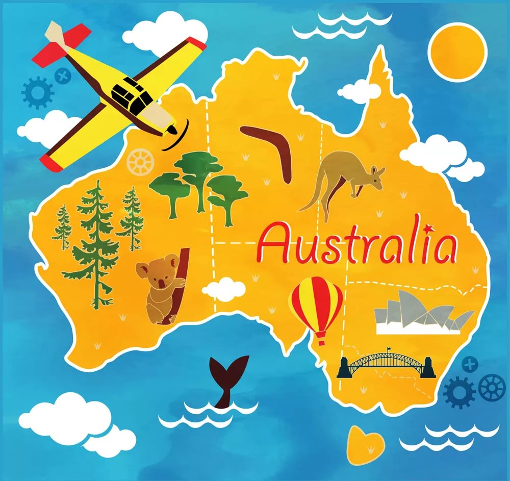 Australia карта для детей